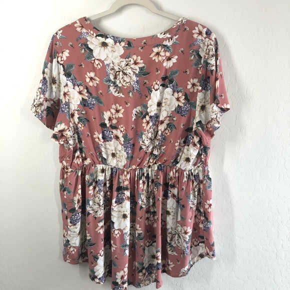 ❌SOLD❌TORRID Dusty Rose Floral Button Babydoll Top - Picture 8 of 8